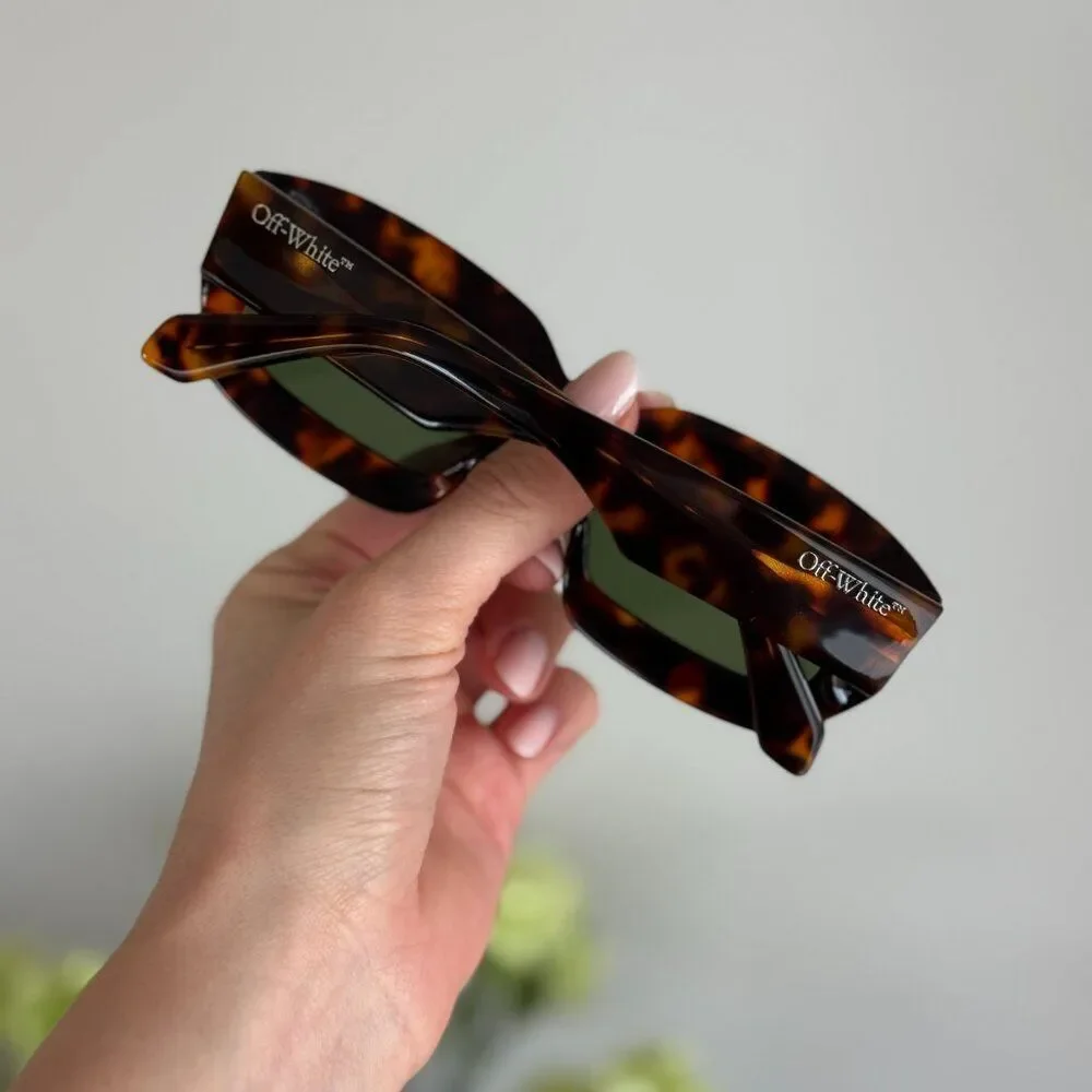 Off-White CHARLOTTE Men Sunglasses Havana Green Rectangle OERI138 CHARLOTTE 6055